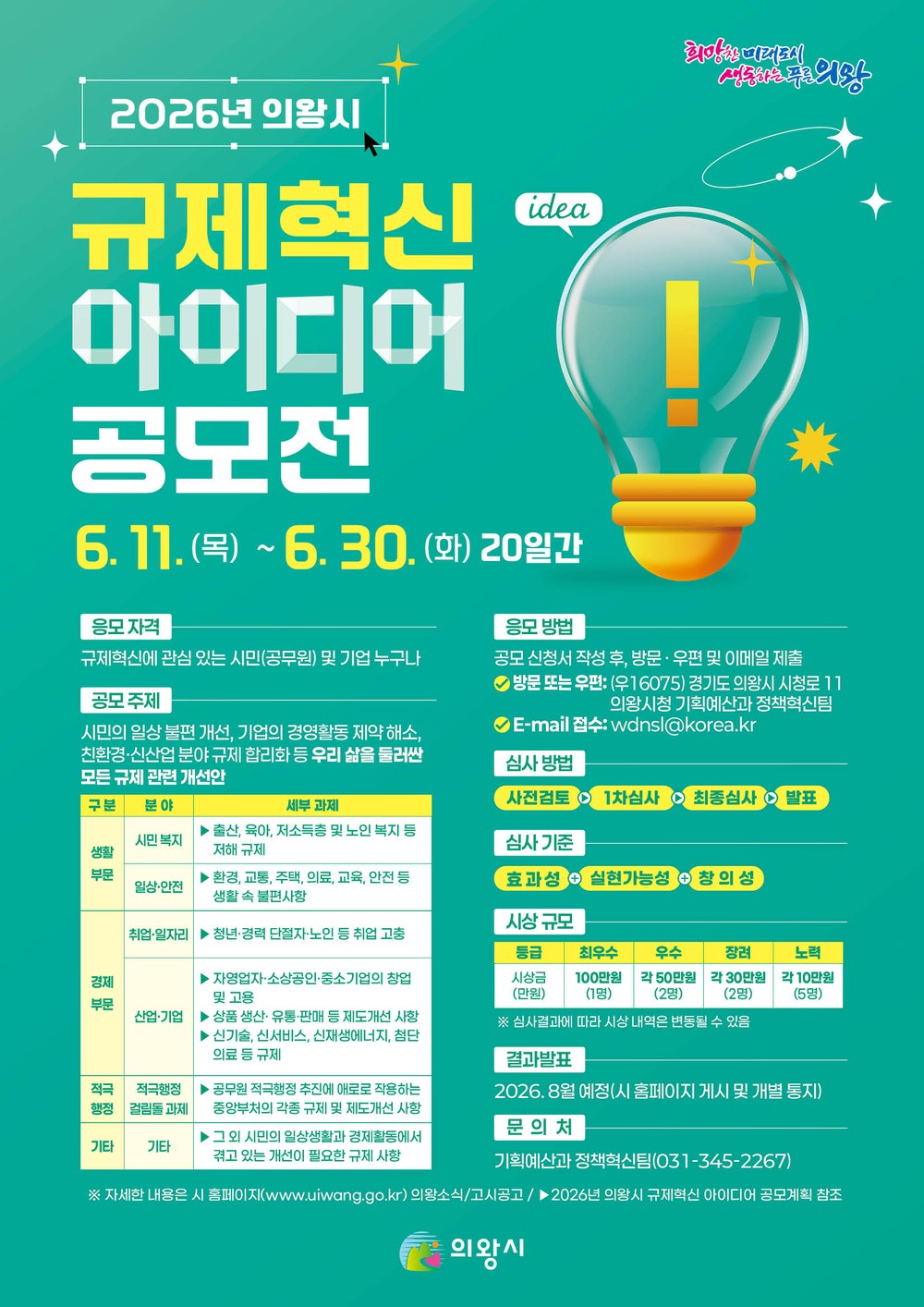 의왕시, 2026년 규제혁신 아이디어 공모