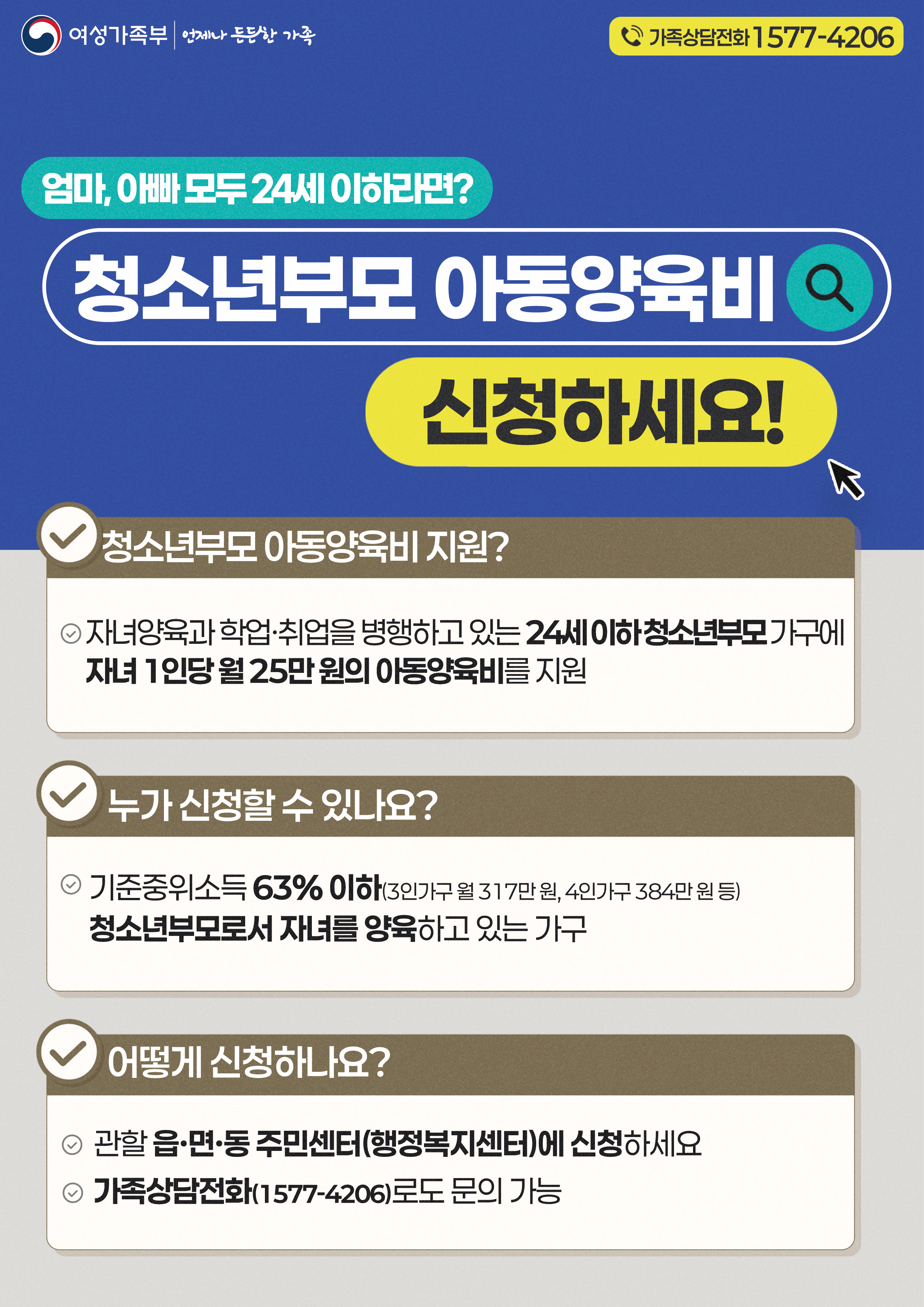 동두천시, 청소년부모 아동양육비 월 25만원 지원